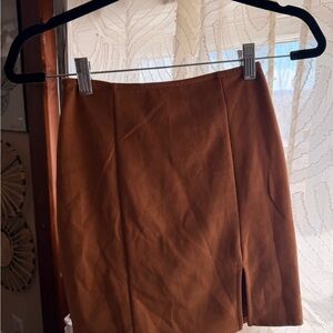 Windsor Rust Brown Mini Skirt with Front Slit